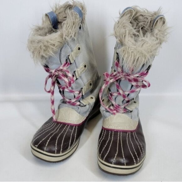 Sorel Joan of Arctic Blue Leather Waterproof Snow Winter Boots Size 7 Wo… - Picture 3 of 15